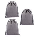 【送料無料】ANAMO 布 袋 巾着袋 無地 リネン 3枚 (グレー, M 25×18cm)