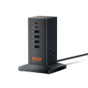 【送料無料】usb コンセント急速充電器 65W 電源タップ タワー usb c付き 充電ドック ステーション 延長コード 2m AC差込口 3口 type-c 2ポート type-A 4ポート PD QC対応 GaN採用 充電アダプター