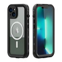 iPhone14 Plus ケース 完全防水 ストラップ付き 全面カバー iPhone14プラス 防水ケース カバー クリア 透明 頑丈 耐衝撃 フェイスID認証 Qi充電対応 液晶画面保護フィルム アウトドア (iPhone14 Plus, 黒)
