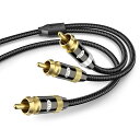 【送料無料】3RCA ケーブル 分岐EMK サブウーファーケーブル 1オス - 2オス デジタル同軸Y分配ケーブル HDTV、ホームシアター、スピーカー、アンプ、CDプレーヤ、ゲーム機等に適用-ブラック (1m)