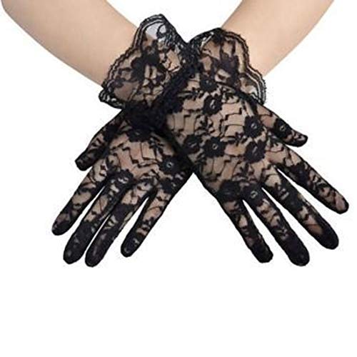 【送料無料】CCINEE レース 手袋 UVカット レディース レース ショート 滑り止め 紫外線対策 日焼け止め ウエディング アウトドア ドライビング用 春夏 (ブラック)