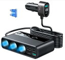 Zukida 154W 3連 シガーソケット QC3.0 急速充電搭載 シガレット 増設 4x 3.6AUSBポートと1xQuickCharge3.0ポート+ PDポート スマートIC スイッチ 車用増設ソケット 電源ソケット すべての車種12Vの国産車はもちろん12V-24Vの外車そして24Vのトラックや大型車にも対応し