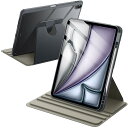 JEDirect 回転ケース iPad Air 13インチ M3/M2(2025/2024)用 Pencilホルダー付き 360°回転保護 スタンドカバー クリアバック オートウェイク/スリープ (スペースグレイ)