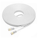 【送料無料】FOSTO Cat7 LANケーブル 40m カテゴリー7 イーサネットケーブル ウルトラフラットケーブル 高速 STP 金メッ 爪折れ防止 RJ45コネクタ付き ギガビット 10Gbps/600MHz 業務用 屋外用(ホワイト)