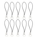 【送料無料】LOYELEY 二重リング ストラップ 10本入 スマホ 携帯ストラップ リングストラップ ストラップ紐 パーツ アクセサリー スマホデコレーション 手つくり 自作 DIY金具 ブラック