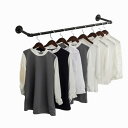 【送料無料】BAOYOUNI ハンガーパイプ 壁付け ハンガーラック アイアン 洋服ラック キッチン 浴室 ハンガーバー 多目的吊り下げロッド 天井 浴室 テラス ブ 耐荷重30kg ブラック (取り付け寸法92.5cm)