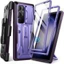Tongate Samsung Galaxy S23 Ultraケース、【スライド式カメラカバー&スクリーンプロテクター内蔵】【2つのフロントフレーム】ミリタリーグレードの衝撃吸収S23 Ultra用ケース、キックスタンド&ベルトクリップ付き、6.8インチ、パープル
