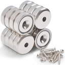 MAGXCENE 16個セット 超強力マグネット 直径16mm 穴・ネジ付き ネオジム磁石 マグネットフック ネオジウム 磁石 強力 キッチン DIY 浴室 室...