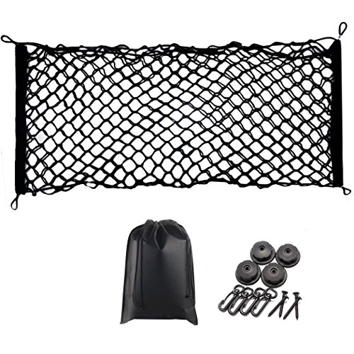 【送料無料】PGMARO 車用 ラゲージネット90cm *40cm 荷物落下防止 収納袋 付き ネット固定フック フック 付き SUV アルファード ヴェルファイア 30系 ヴォクシー ノア 80系 ハイエース エスティマ セレナ など適合 ラゲッジネット トランクネット