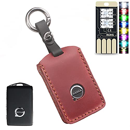 【送料無料】[GeTor] Volvo スマート キーケース キーカバー オシャレ ボルボ キーホルダー 手触りいい 高級 XC40 XC60 XC70 XC90 S60 S80 S90 C30 V60 V70 V90 VX90 2015 2018 リモコンキー ケース 車用 クレージホースレザー 牛革 レザー製 (レッド)