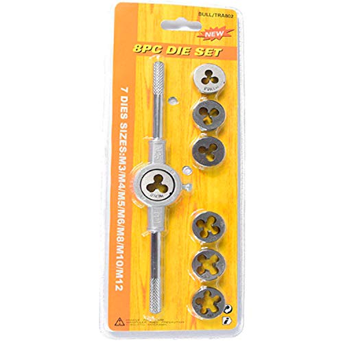 【送料無料】S.fields.inc タップダイスセット タップハンドル ダイスハンドル レンチ 丸型ダイス ねじ切り ネジ山修正 8ピース