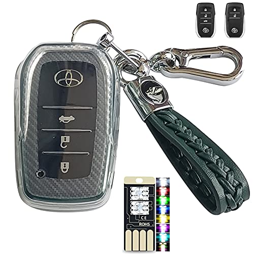 【送料無料】トヨタ キーケース シリコン TPU 前蓋透明 トヨタ スマートキーケース トヨタ キーホルダー トヨタ キーケースカバー TOYOTA C-HR プリウス 50系 キーカバー 新型 カローラ RAV4 50系 カムリ70系 ランドクルーザー プラド (O透明緑)