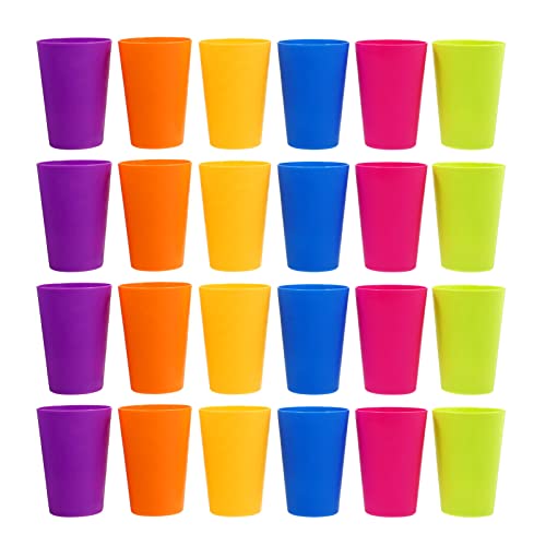 【送料無料】BESTOYARD プラスチックコップ コップ カップ 耐熱 プラスチック プラカップ 200ml マルチカラー色 飲みカップ 再利用可能 耐熱プラコップ 幼稚園 保育園 24個入（ランダムカラー）