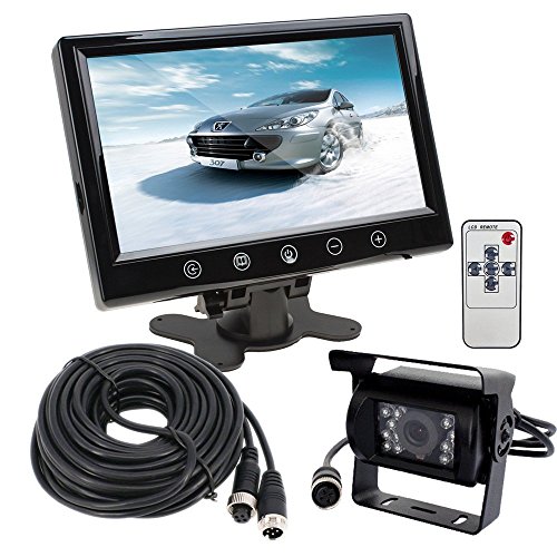 【送料無料】12V/24V対応 高輝度9インチカラーLCD液晶モニター + SHARP Color CCDレンズ搭載LEDバックカメラ + 20m同軸延長ケーブル オート暗視切替機能塔載 重機対応バックカメラセット A0190P