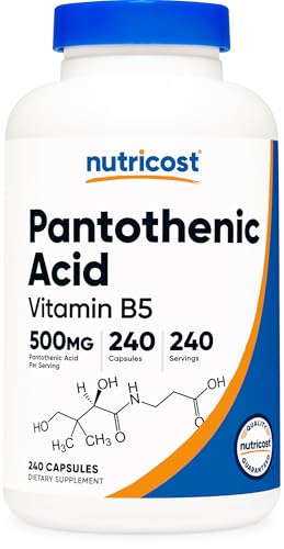 【送料無料】Nutricost パントテン酸（ビタミンB5）500mg、1瓶分当たり - 240カプセル