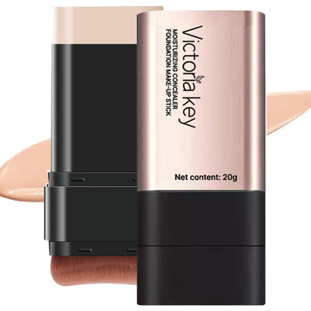 【送料無料】MIRUOKOU【2025最新デュアルヘッドデザイン 】ファンデーションスティック ブラシ付き 、レディース メンズスティックタイプファンデーション 、M型ブラシヘッド 、1つのポイントで複数の用途、フィット感が高く、防水防汗、操作が簡単、 色：01#ナチュラル