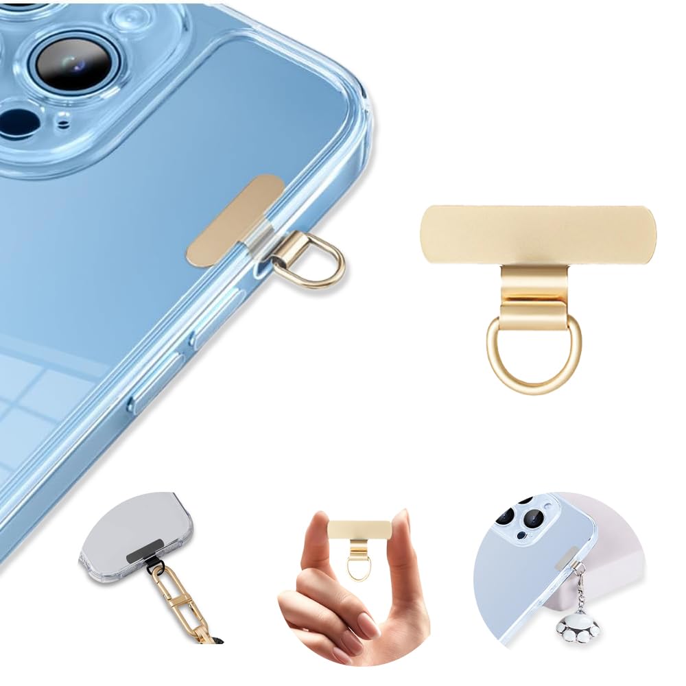 【送料無料】[ALUBES] mini ストラップホルダー ステンレス スマホストラップ ホルダー 0.3mm 全機種対応 スマホショルダー 耐久性 破損・劣等化なし ケース浮かず 薄型 荷重量10kg 色：ゴールド、サイズ：mini