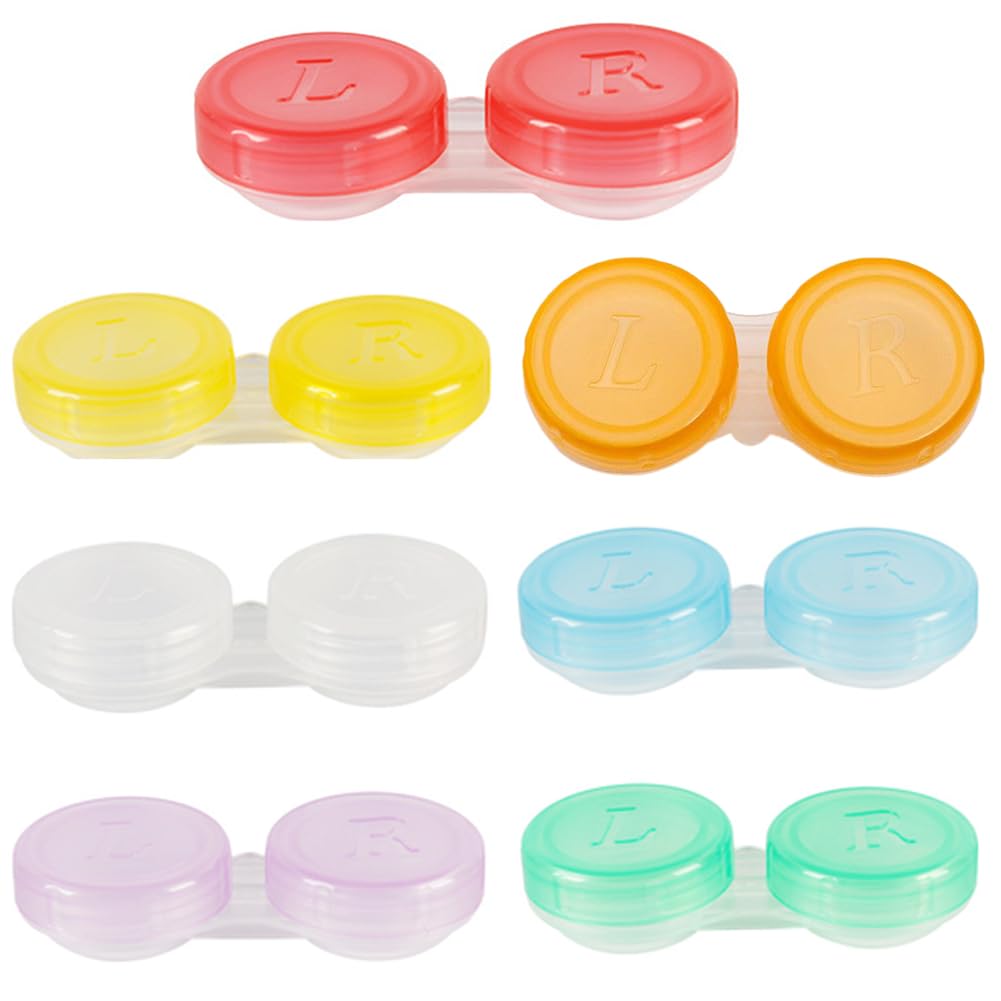 【送料無料】Moeagel コンタクトケース 7色セット コンタクトレンズケース L/R簡単に識別 半透明 中身を確認しやすい カラコンケース コンタクト収納ケース 漏れ防止 大容量 家族で使い分けに便利 軽量 携帯便利 旅行 色：7色セット、サイズ：長さ5.9cm*幅2.7*高さ1.2cm