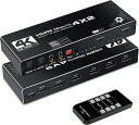 【送料無料】avedio links 4K@60Hz HDMIマトリックス4入力2出力 HDMI切替器 音声分離器 光デジタル/SPDIF/L/Rオーディオ出力 リモコン操作 HDMI 2.0b、HDCP 2.2、HDR 10、RGB 8:8:8対応【Switch/PS5/XboxシリーズX動作確認済み】