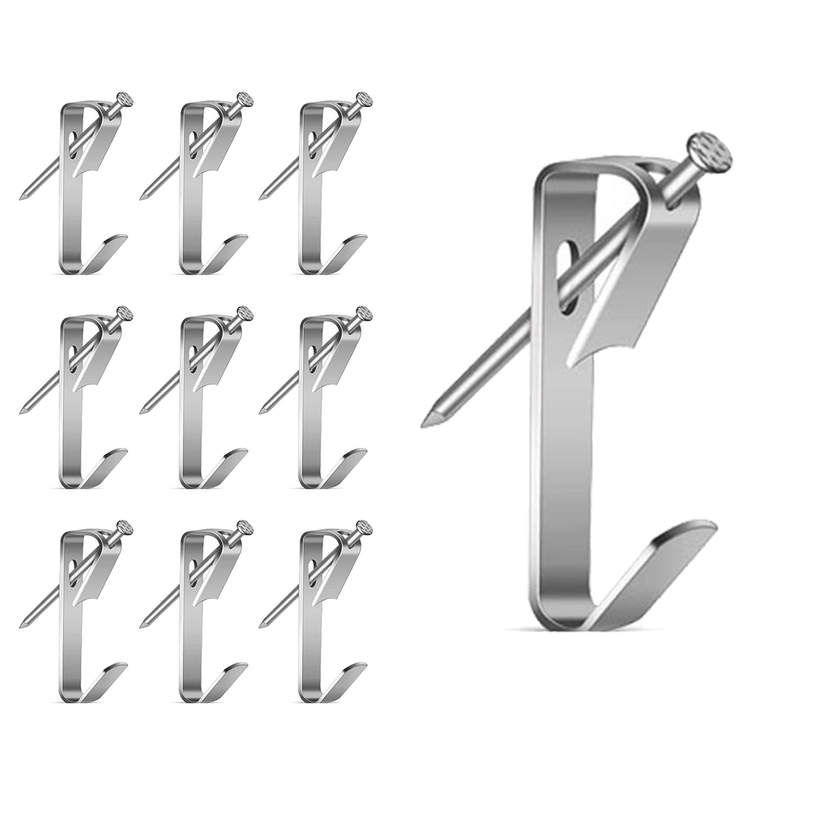 【送料無料】60個セット 石膏ボード用 壁 フック 銀 石膏ボード用 壁 ピン 安全荷重30ポンド(13.61kg)額縁 フック 石膏ボード ピンフック シルバ...