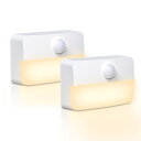 【送料無料】センサーライト 電池式 Led 足元灯 暖色 室内 AmmToo フットライト 人感センサー 配線不要 ナイトライト 明暗センサー 自動点/消灯 冷蔵庫 照明 玄関 クローゼット 室内ルームライト 小さい 壁掛け 電池別売り カバーあり(2個セット, 暖色)