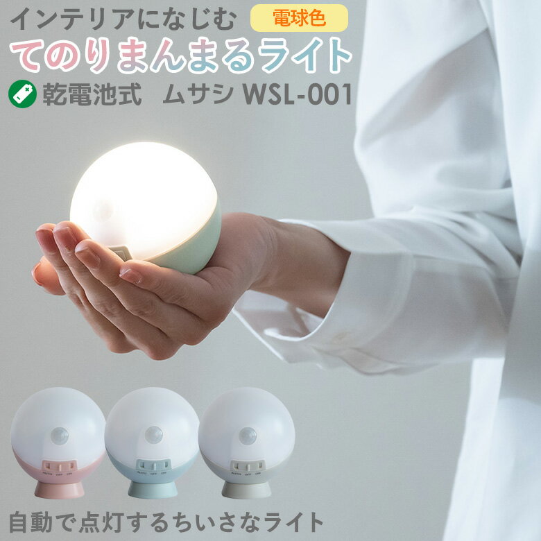 人感センサーライト 防犯ライト 乾電池式 LEDセンサーライト ムサシ RITEX てのりまんまるセ