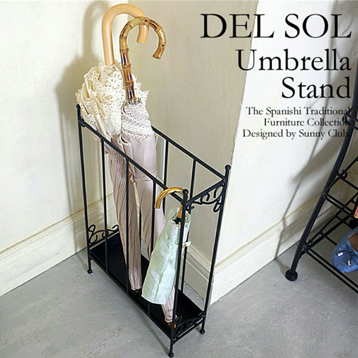 傘立て オフィス アンティーク おしゃれ 屋外 屋内 アイアン調 スチール 錆びない 幅10.5×奥行き30.5×高さ50cm 黒 白 省スペース コンパクト トレイ付き 倒れない 玄関 インテリア おすすめ モダン 受け皿