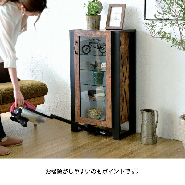 コレクションラック棚高さ90cm可動棚飾り棚ディスプレイ扉付きガラス扉ガラス棚アンティーク風インダストリアルフィギュア強化ガラス透明収納