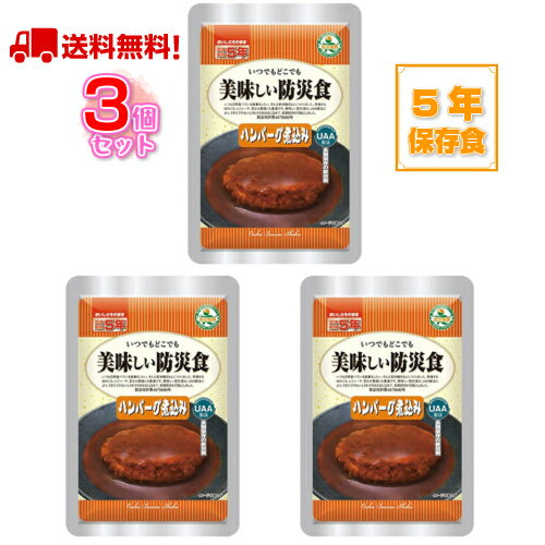 美味しい防災食　ハンバーグ煮込み　3個セット　UAA食品　UAA製法　非常食　保存食　おかず　白米は別途必要　売切れ時納期未定