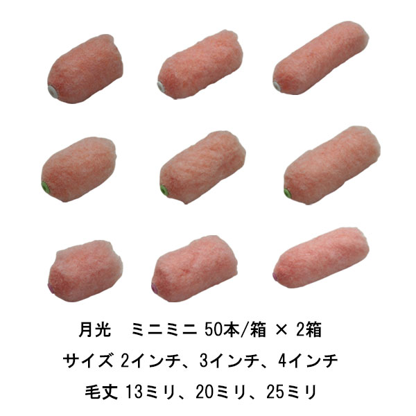 Rakuten - まとめ買い 50本箱×2箱 月光 ミニミニ タイホウ ローラー 2インチ 3インチ 4インチ 中毛13ミリ 中長毛20ミリ 長毛25ミリ エコノミータイプローラー