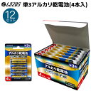 単3アルカリ乾電池 48本セット(4本入×12パック)48本 単三形 アルカリ 単3 バッテリー 電池単3 乾電池 LA-T3X4 Lazos LAZOS 防犯用品 でんち 39ショップ ポイント消化