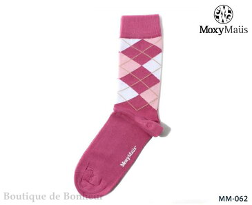 【ポイント10倍】【メール便対応】【あす楽対応】Fucsia Argyle【Moxy Maus【モクシーマウス】ボーダー ストライプ アーガイル ソックス 靴下 ボーダー 切り替え カラフル ハイソックス レディース メンズ【10】