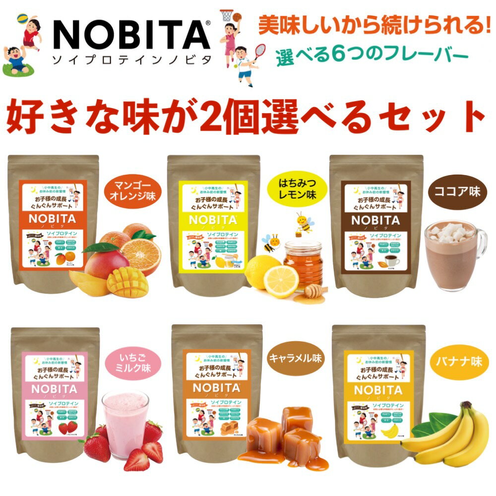 ジュニアプロテイン 2個セット 600g×2セット NOBITA ソイプロテイン ノビタ FD-0002 ココア味 マンゴーオレンジ 飲みやすい 成長サポートプロテイン