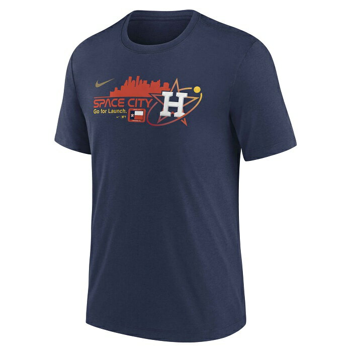 【即納 あす楽】NIKE ナイキ MLB HUSTON ASTROS ヒューストン アストロズ 半袖Tシャツ メンズ シティ コネクト2 TRI BLEND NJFD-44B-HUS-QHA MIDNGHT NAVY 野球 メジャーリーグベースボール