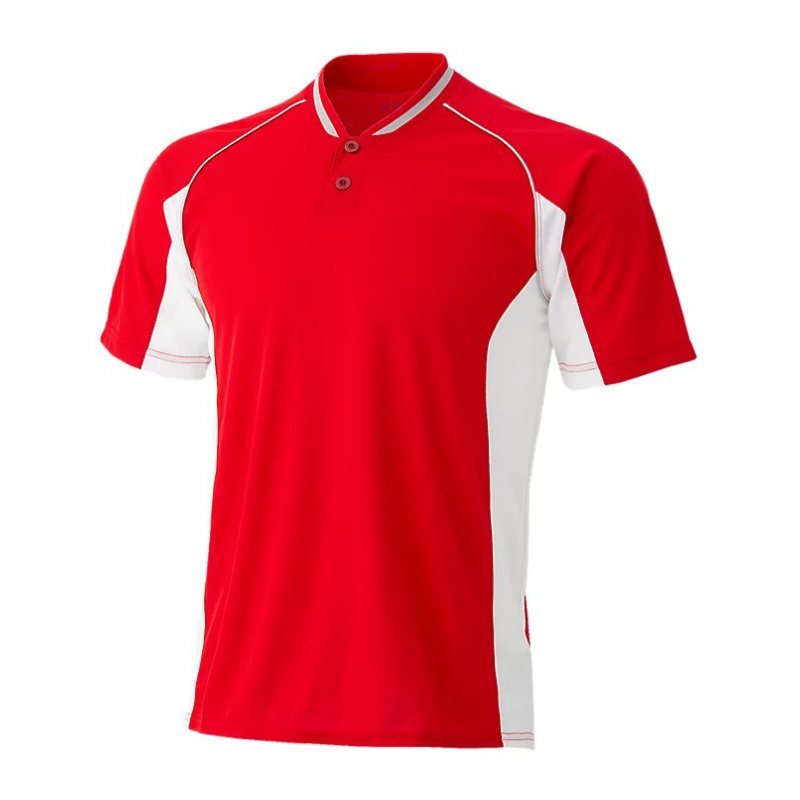 asics アシックス ベースボールシャツ BAD020 レッドxホワイト アパレル メンズ