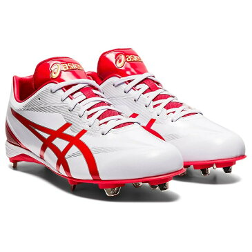 asics アシックス 野球 スパイク 1121A056 101 ゴールドステージ MA WHT 白 埋め込み金具 ワイド設計 ホワイト×レッド