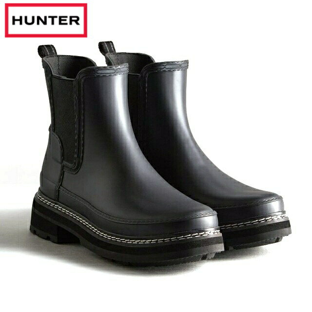 HUNTER n^[ WFS2100RMA-BLK W fB[X t@Ch XeBb` fBe[ `FV[ u[c REFINED CHELSEA STITCH DETAIL BOOTS
