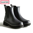 即納 HUNTER ハンター レインブーツ 長靴 WFS2100RMA-BLK W レディース リファインド スティッチ ディテール チェルシー レインブーツ ...