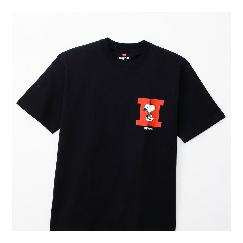 Hanes ヘインズ PEANUTS X BEEFY-T SHORT SLEEVE HM1-D003 ブラック ウェア(メンズ)