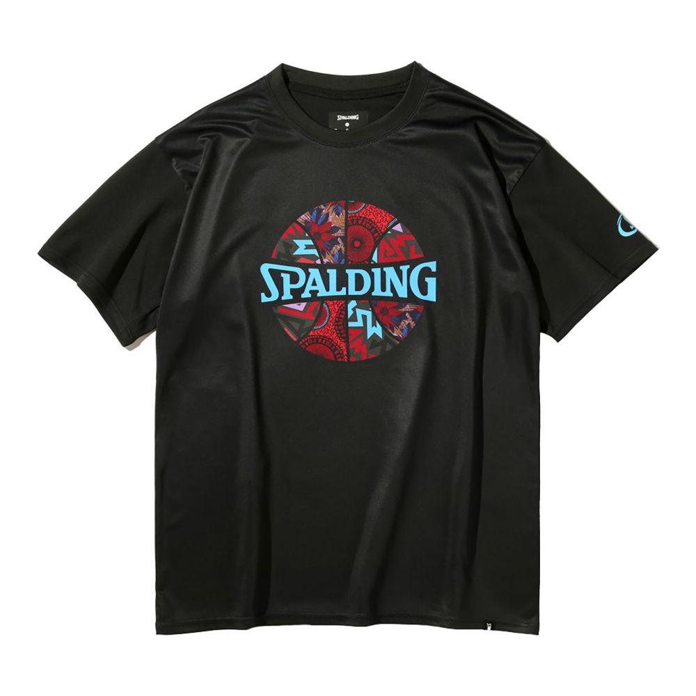 SPALDING スポルディング バスケットボール Tシャツ アフリカン バティック ボールプリント SMT25001 ブラック