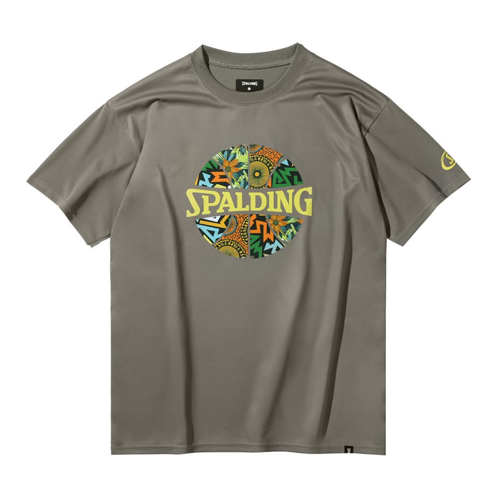 SPALDING スポルディング バスケットボール Tシャツ アフリカン バティック ボールプリント SMT25001 ストーン