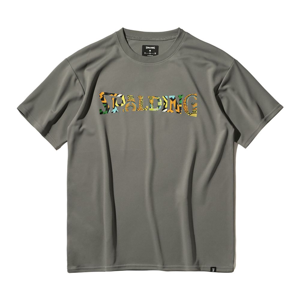 SPALDING スポルディング バスケットボール Tシャツ アフリカン バティック ロゴ SMT25002 ストーン