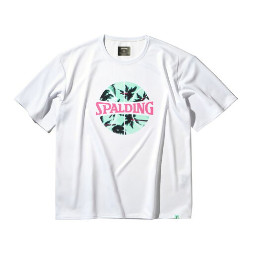 SPALDING スポルディング バスケットボール Tシャツ パームツリー ボールプリント SMT25004 ホワイト SPALDING スポルディング バスケットボール Tシャツ パームツリー ボールプリント SMT25004 ホワイト