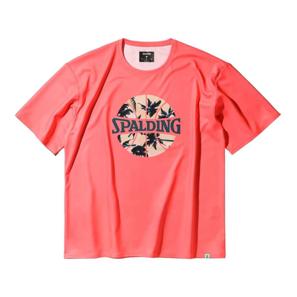 【ポイント10倍！※要エントリー スーパーセール】スポルディング バスケットボール Tシャツ パームツリー ボールプリント SMT25004 コーラル