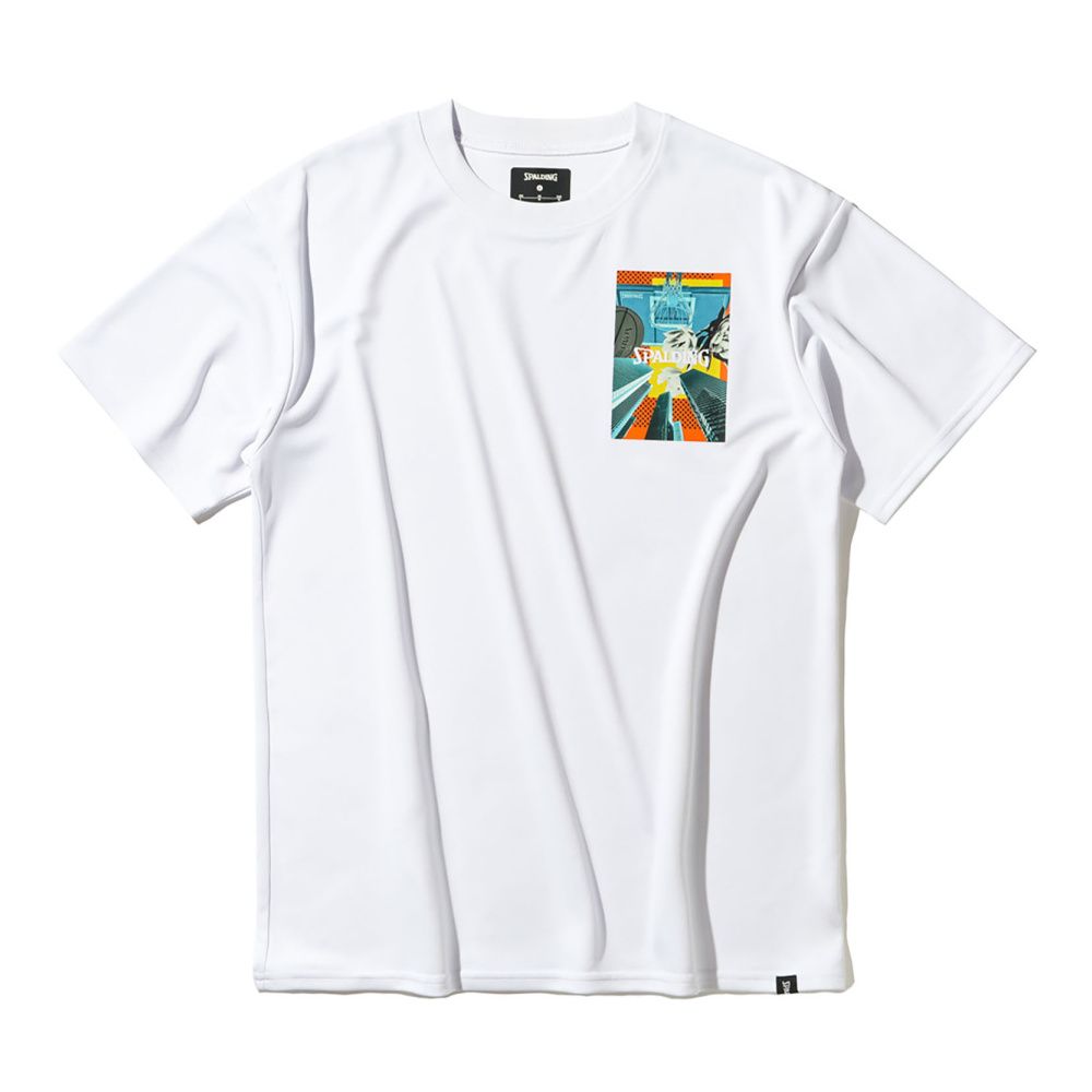 SPALDING スポルディング バスケットボール Tシャツ ポップアート コラージュ SMT25011 ホワイト