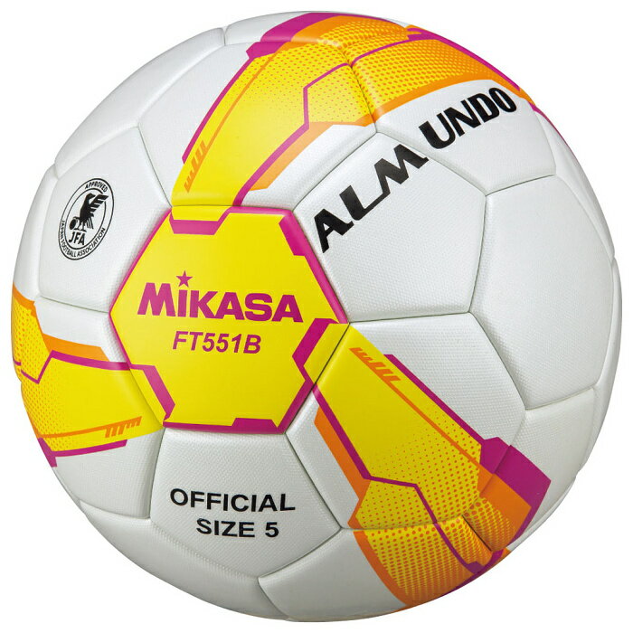 【ポイント10倍！要エントリー】MIKASA / ミカサ サッカー 5号貼り 検定球 イエロー/ピンク FT551B-YP 芝用 張リタイプ FT551BYP