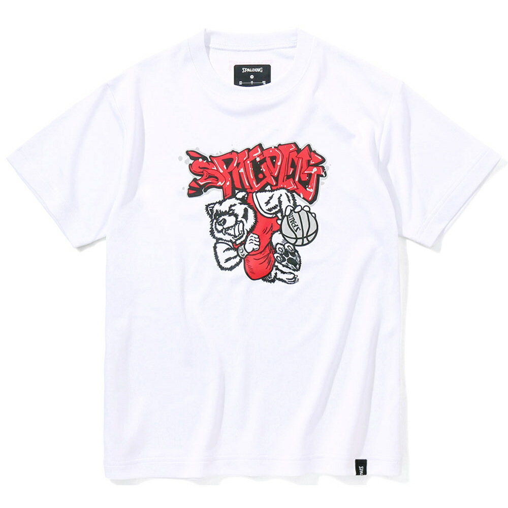 SPALDING スポルディング バスケットボール メンズウェア ジュニア Tシャツ グリズリー グラフィティ ロゴ ホワイト SJT23157