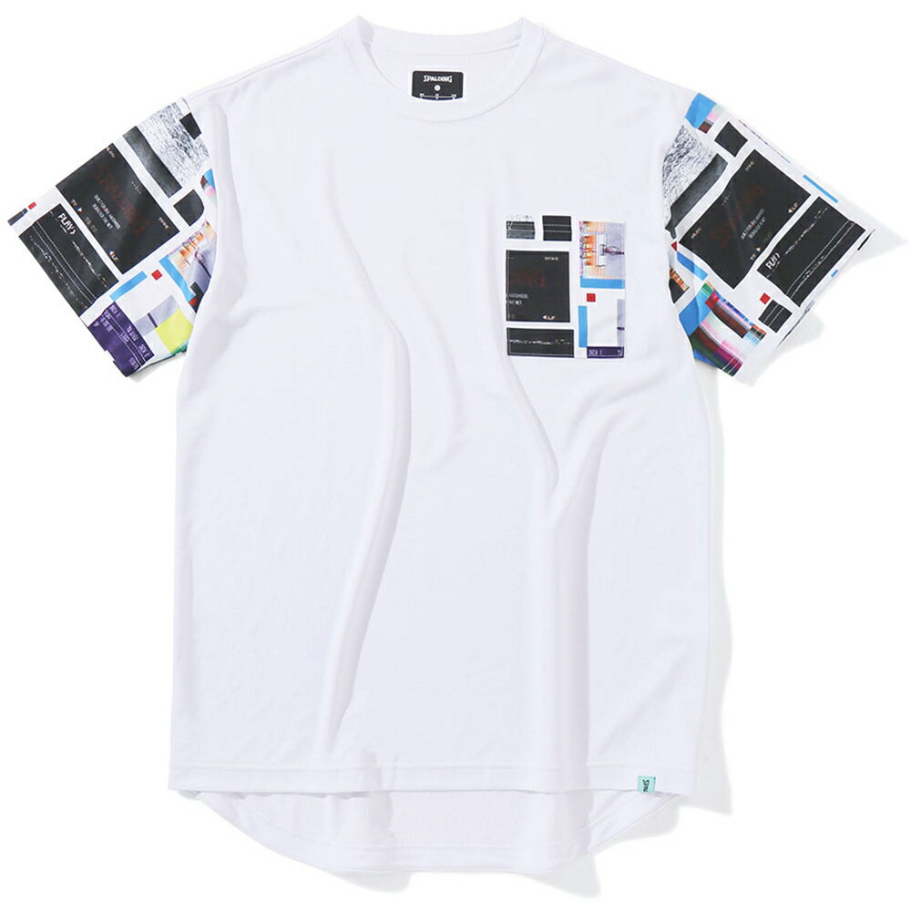 SPALDING スポルディング バスケットボール メンズウェア Tシャツ デジタルコラージュポケット ホワイト SMT23011
