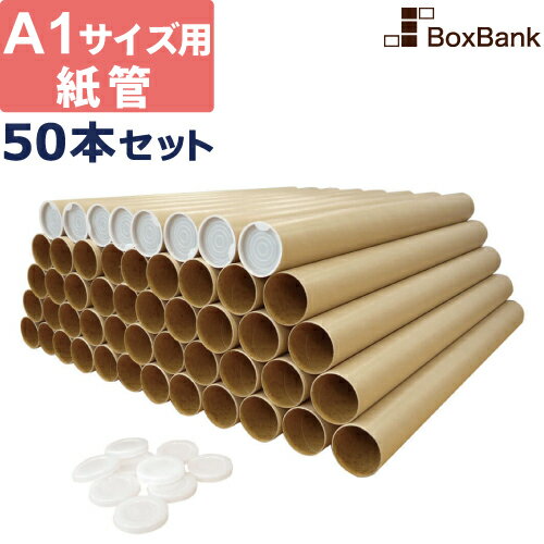 紙管 紙筒 丸筒 筒（内径50×620 mm）キャップ付 a1 サイズ 50本 セット 段ボール ダンボール箱 段ボー..