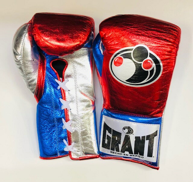 【Brand New 特別カラー】GRANT グラント公式試合用　ボクシング　グローブ（8オンス）メタリックレッド x　メタリックブルーx メタリックシルバー